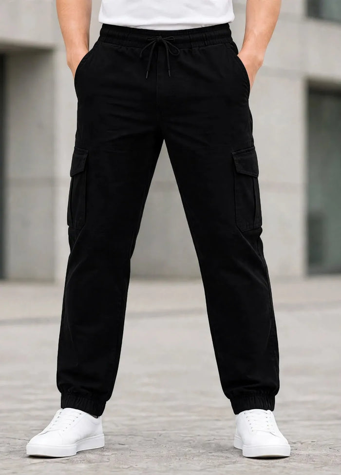 Black Cargo Style Stretchable Trouser