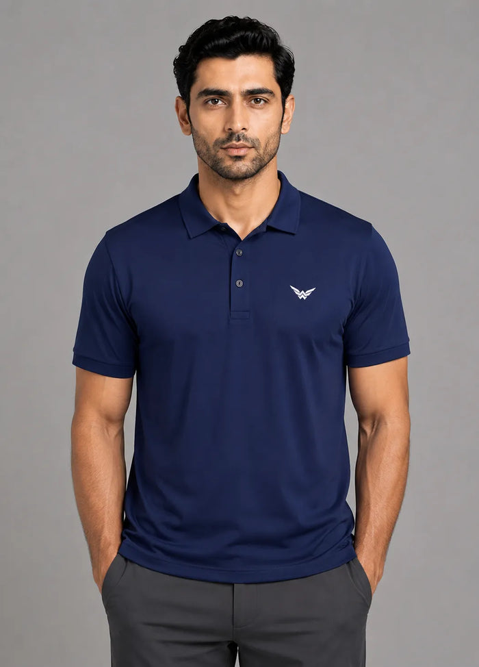 Performance Mesh Polo – Navy Blue