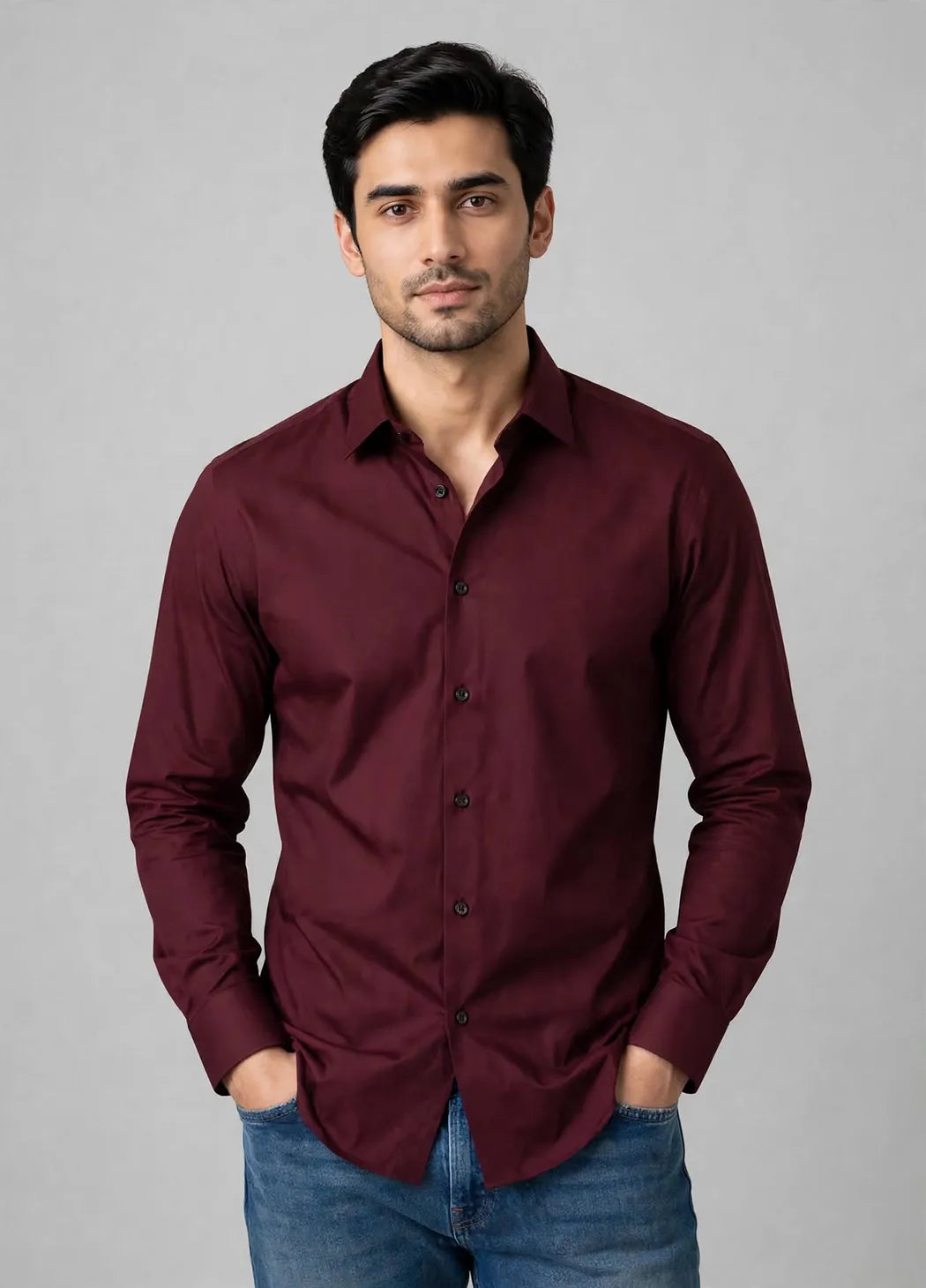 Maroon Smart Fit Dress Shirt