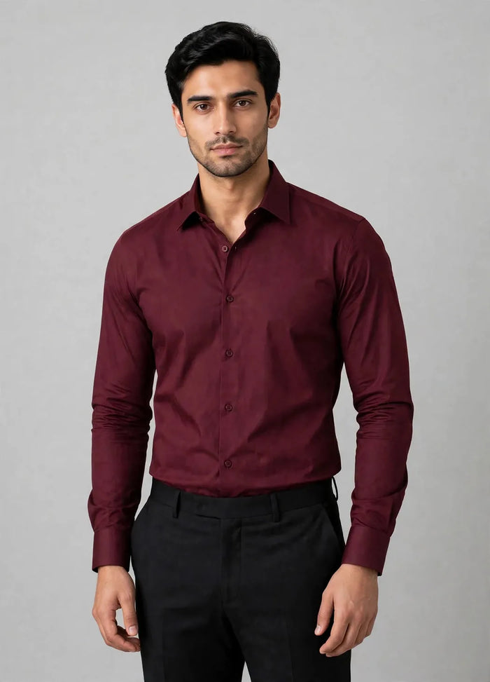 Maroon Smart Fit Dress Shirt