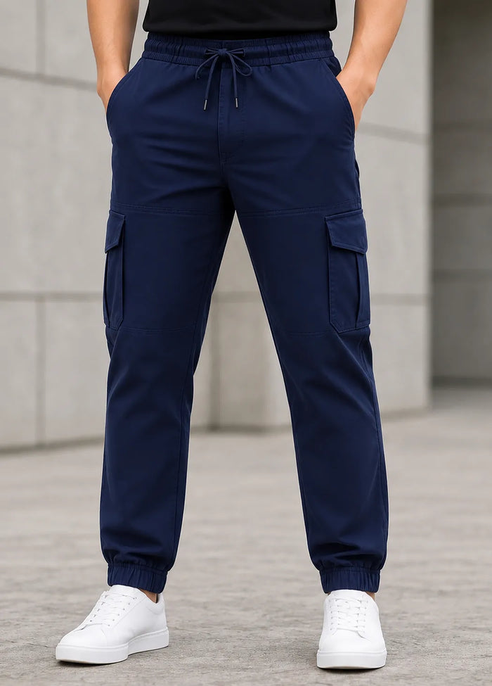 Navy Blue Cargo Style Stretchable Trouser