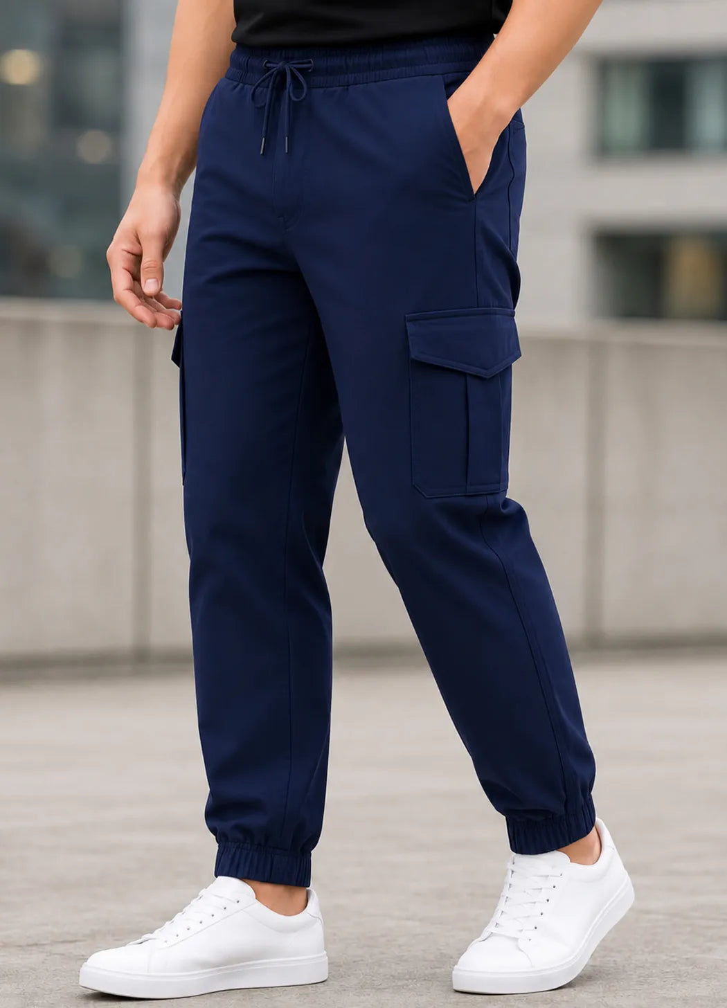 Navy Blue Cargo Style Stretchable Trouser