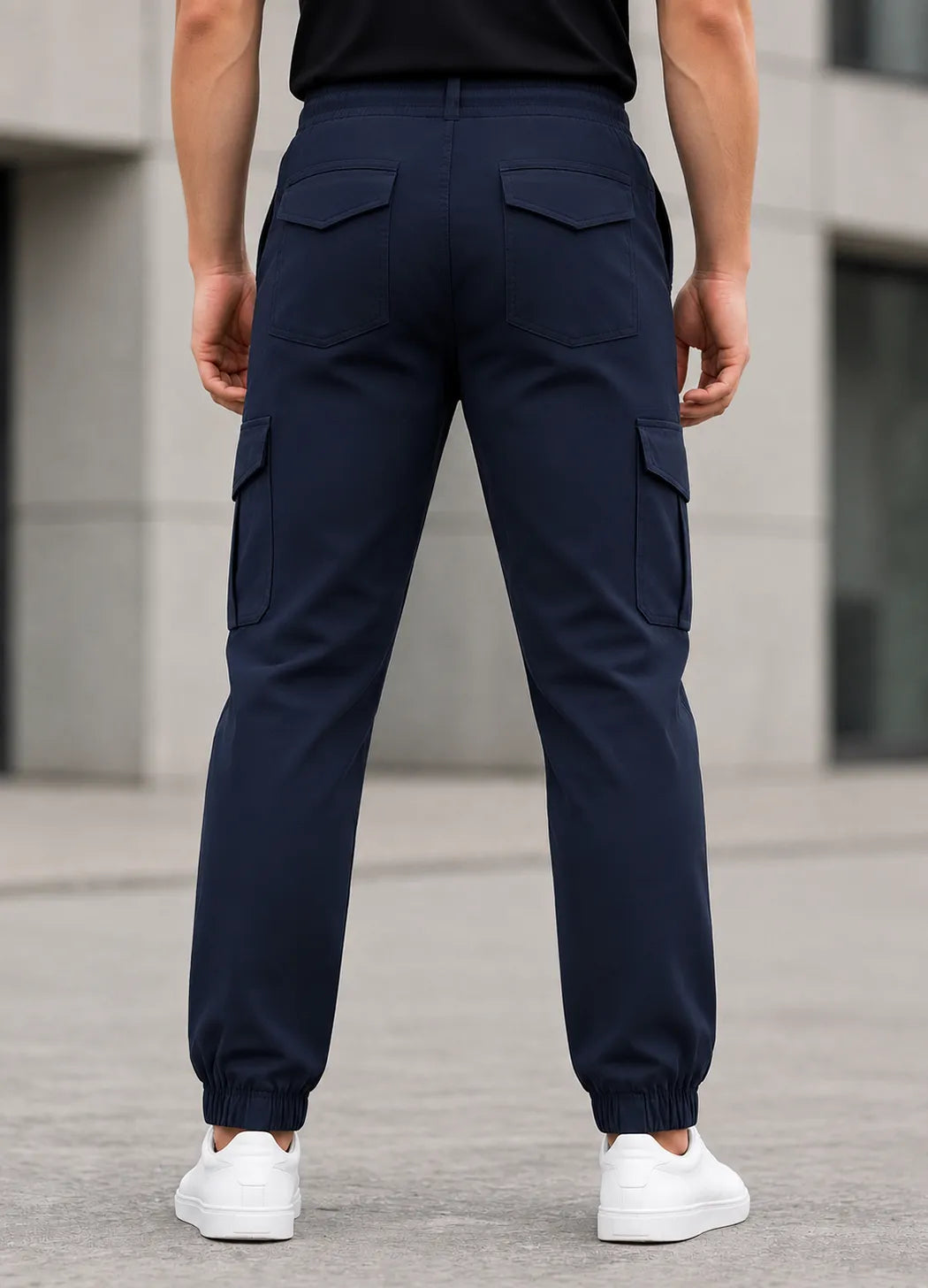 Navy Blue Cargo Style Stretchable Trouser