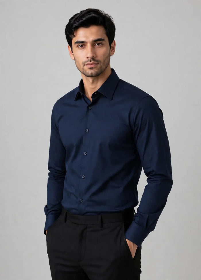 Navy Blue Smart Fit Dress Shirt