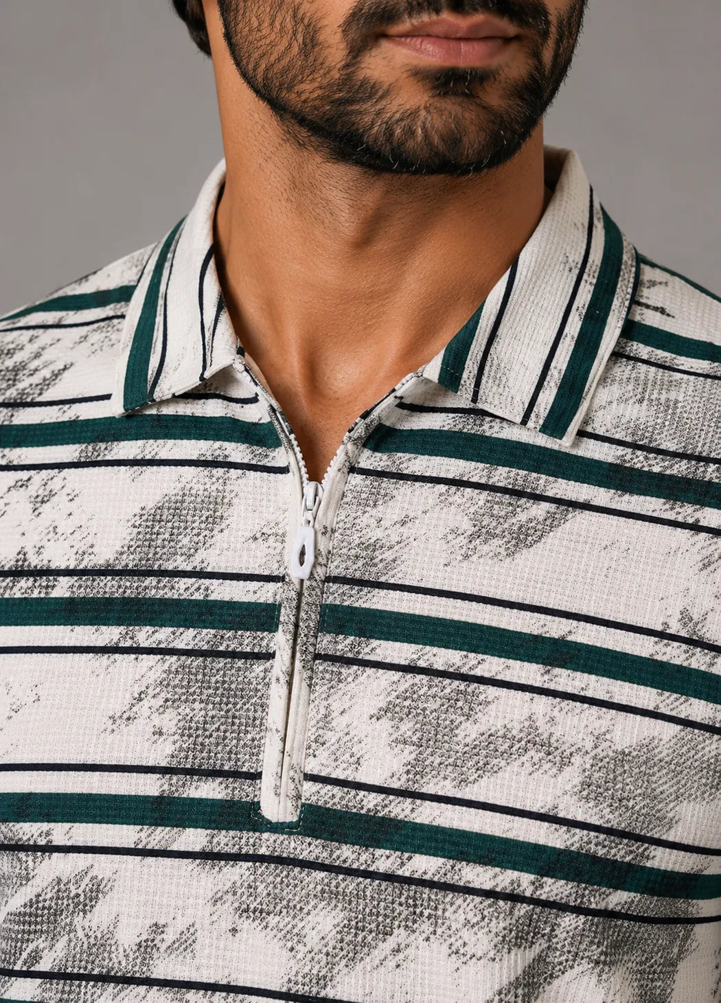 Urban Sketch Stripe Polo - Dark Green