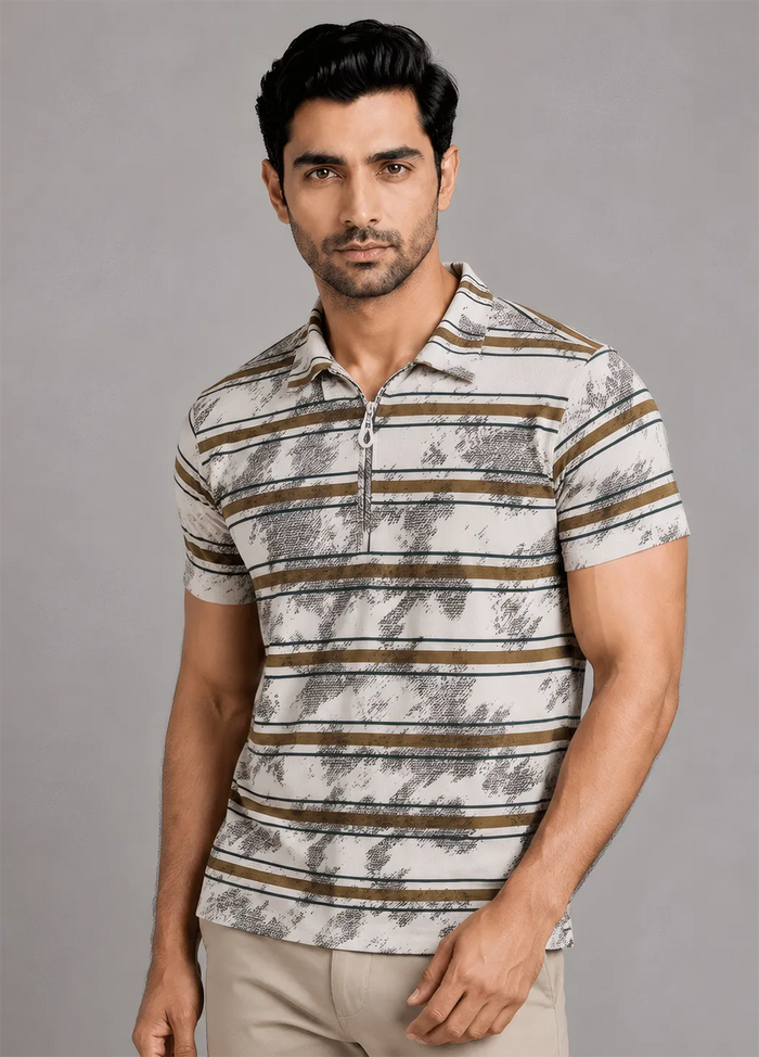 Urban Sketch Stripe Polo - Brown