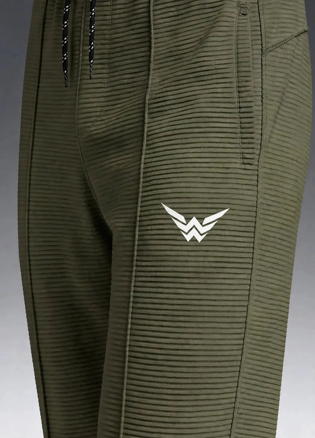 Ottoman Ribbed Straight-Fit Trousers – Olive Green