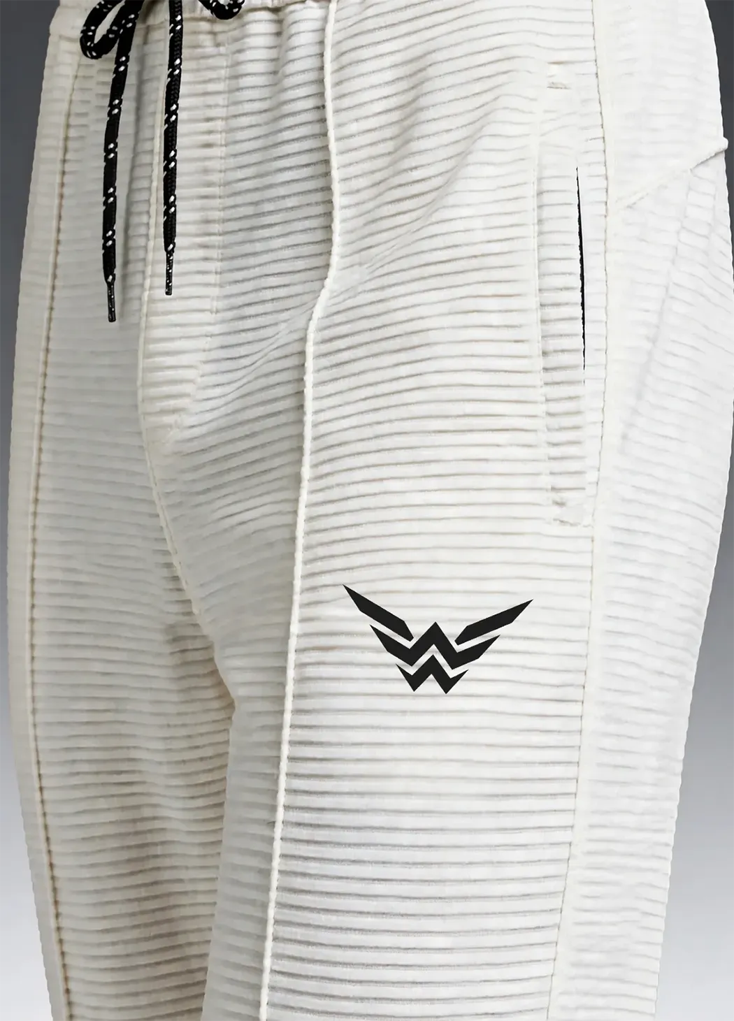 Ottoman Ribbed Straight-Fit Trousers – White